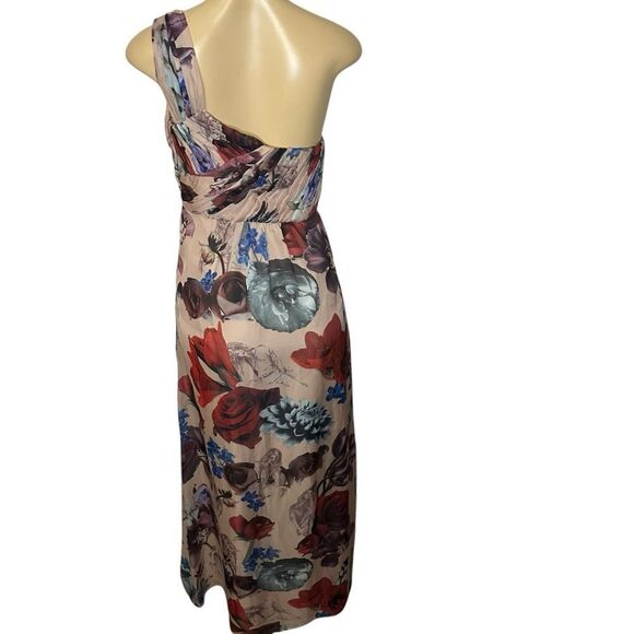 Ted Baker floral one shoulder chiffon pleated maxi Dress size 3 / large - Picture 5 of 9